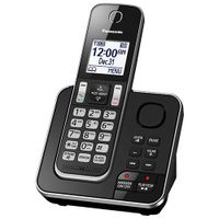 Panasonic 1-Handset DECT Cordless Phone with Answering System (KXTGD390B) - Black