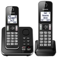 Panasonic 2-Handset DECT Cordless Phone with Answering System (KXTGD392B) - Black