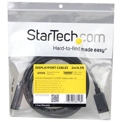 StarTech 2m (6.5 ft.) DisplayPort to HDMI Cable (DP2HDMM2MB)