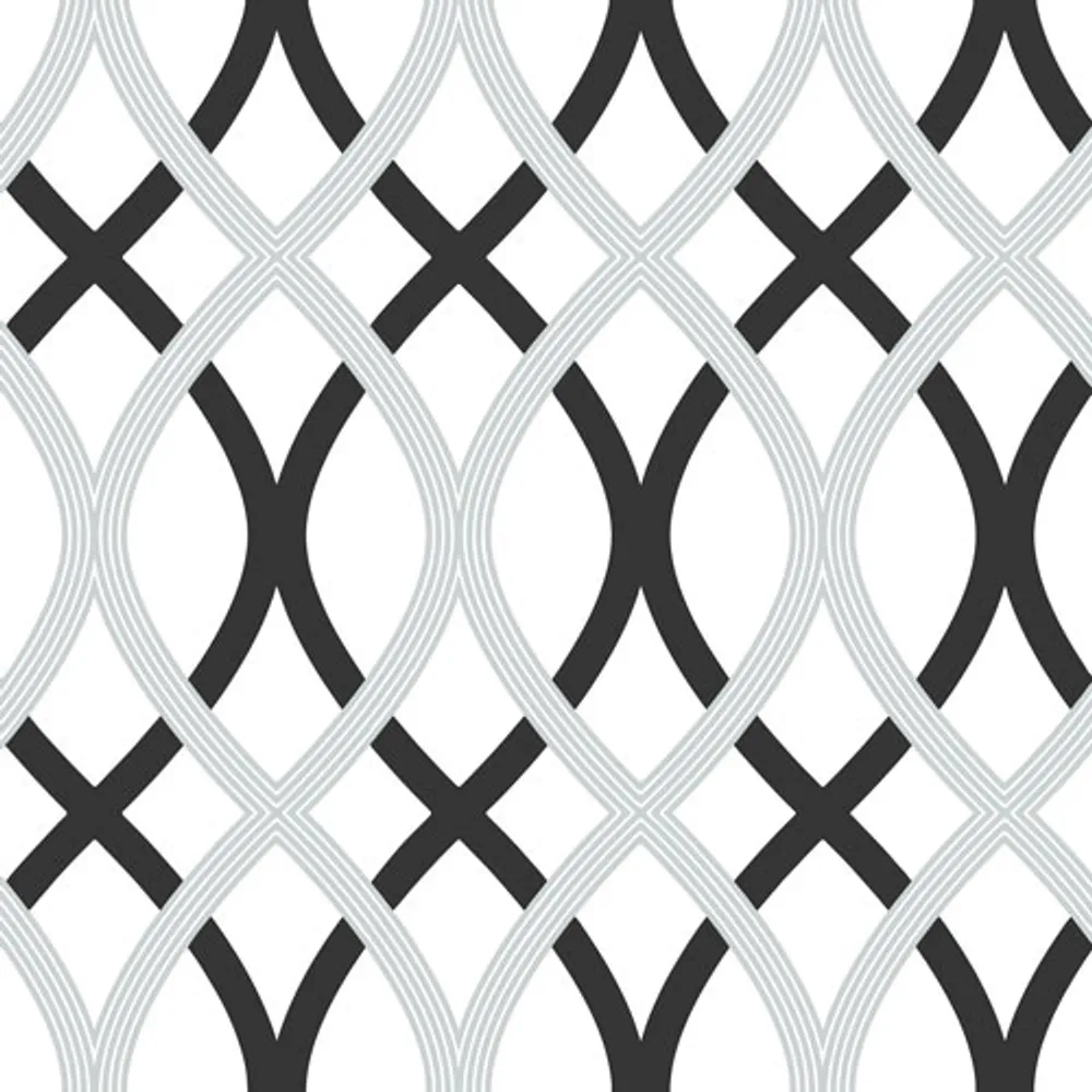 NuWallpaper Lattice Peel and Stick Wallpapear - Black/Silver