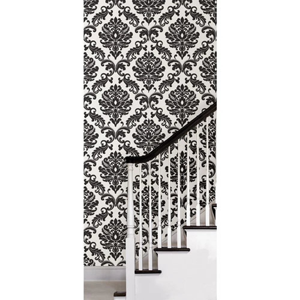 NuWallpaper Ariel Black & White Damask Peel-And-Stick Wallpaper