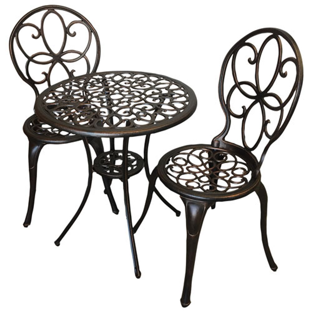 Rosalie Traditional 3-Piece Bistro Set - Bronze