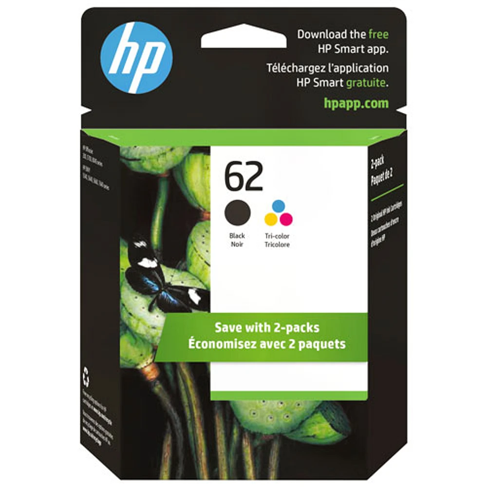 HP 62 Colour/Black Ink - 2 Pack