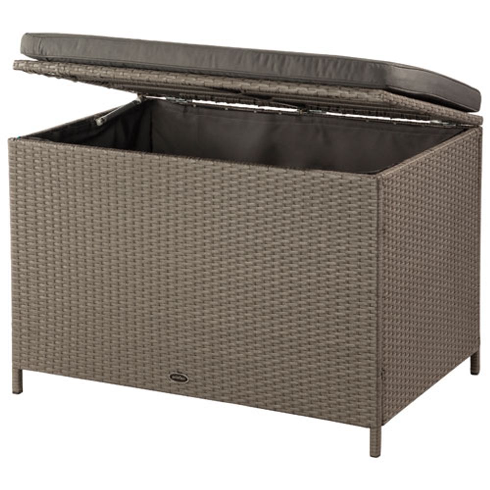 Patioflare Modern Ferrara Wicker Deck Box Water Resistant Seat - Ash Brown