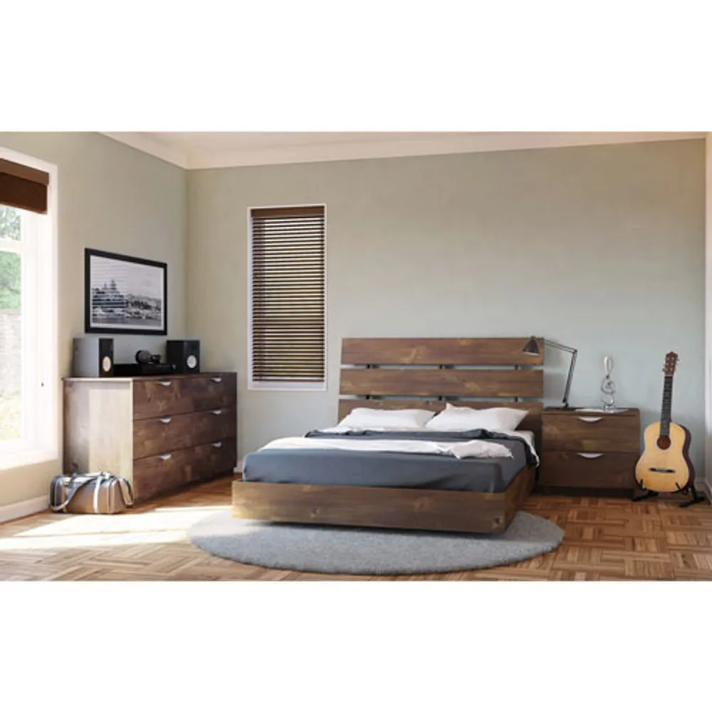 Nocce Contemporary Platform Bed - Double - Truffle