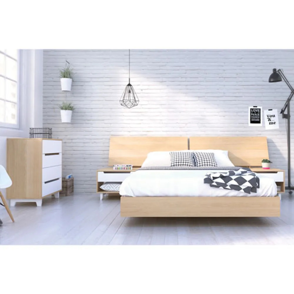 Contemporary Platform Bed - Queen - Maple