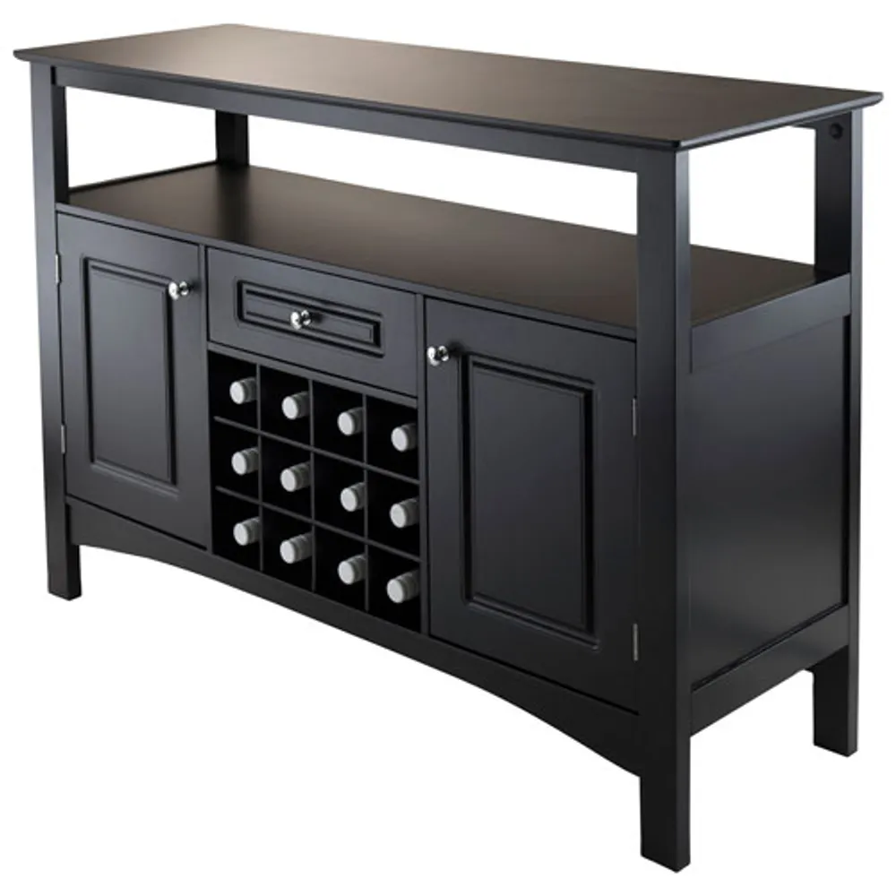 Jasper 32" 1-Drawer 12-Bottle Buffet Cabinet - Black