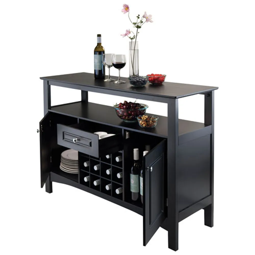 Jasper 32" 1-Drawer 12-Bottle Buffet Cabinet - Black