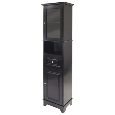 Alps Tall Cabinet with Glass Door & Drawer - Black