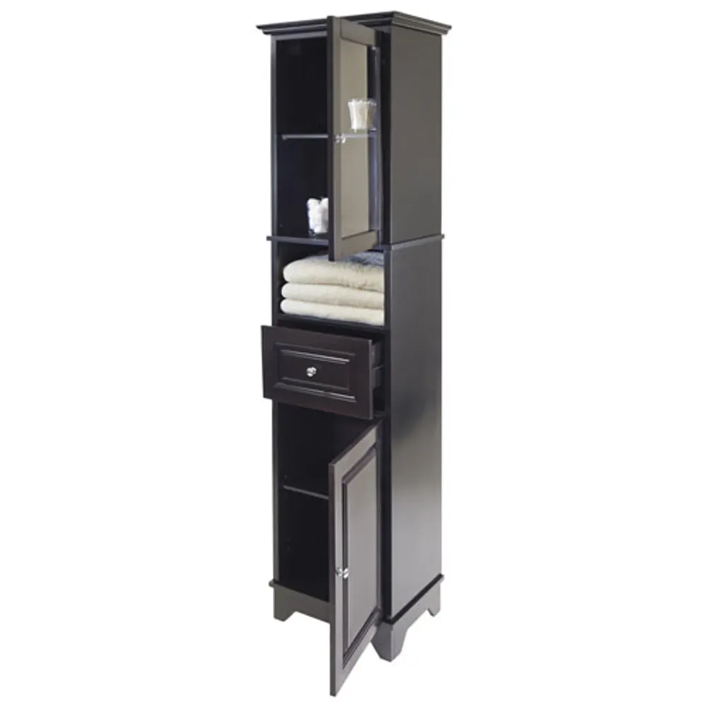 Alps Tall Cabinet with Glass Door & Drawer - Black