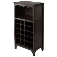 Ancona 20-Bottle Wine Cabinet with Glass Stemware Racks - Espresso