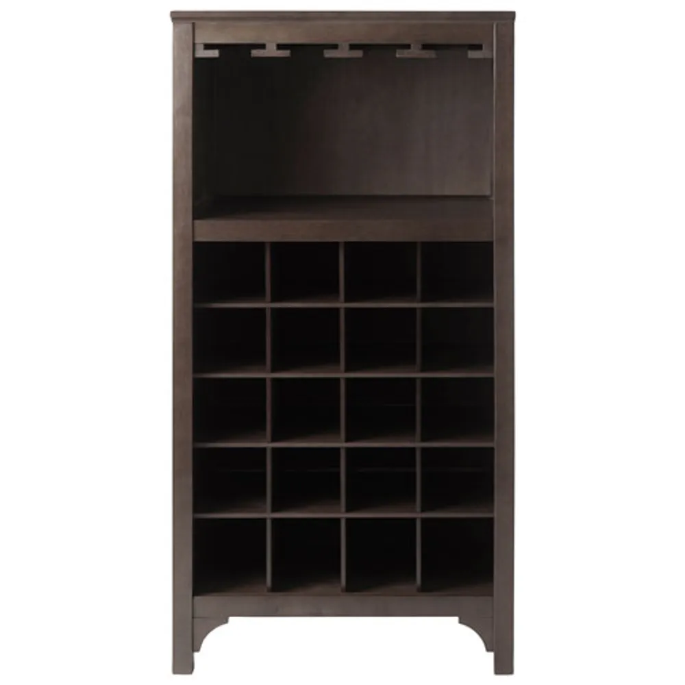 Ancona 20-Bottle Wine Cabinet with Glass Stemware Racks - Espresso