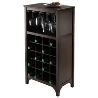 Ancona 20-Bottle Wine Cabinet with Glass Stemware Racks - Espresso