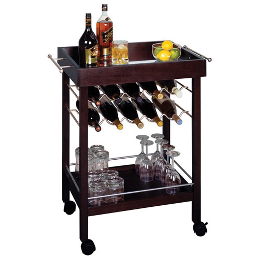 Transitional 10-Bottle Wheeled Wine Rack - Espresso