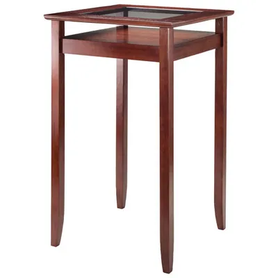 Transitional 4-Seating Halo Bar Table with Glass Inset & Shelf - Walnut