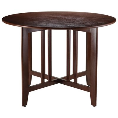 Alamo Transitional 4-Seating Double Drop Leaf Round Casual Dining Table - Antique Walnut