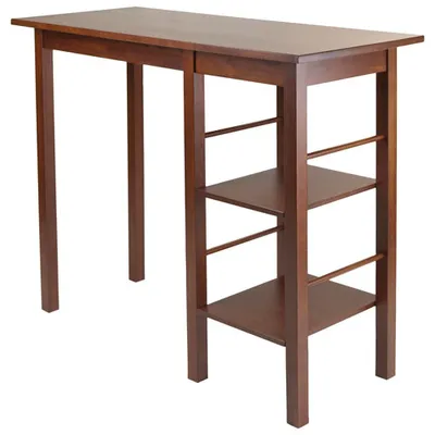 Egan Transitional Breakfast Dining Table with 2 Side Shelves - Antique Walnut