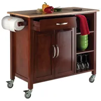 Mabel Transitional Mobile Kitchen Cart - Walnut
