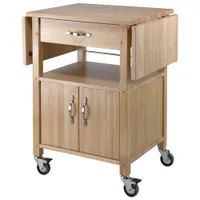 Beechwood Transitional Drop Leaf Mobile Kitchen Cart - Beech