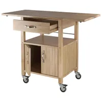 Beechwood Transitional Drop Leaf Mobile Kitchen Cart - Beech