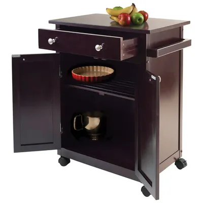 Timber Transitional Mobile Kitchen Cart with Slide-Out Drawer - Brown (92626)