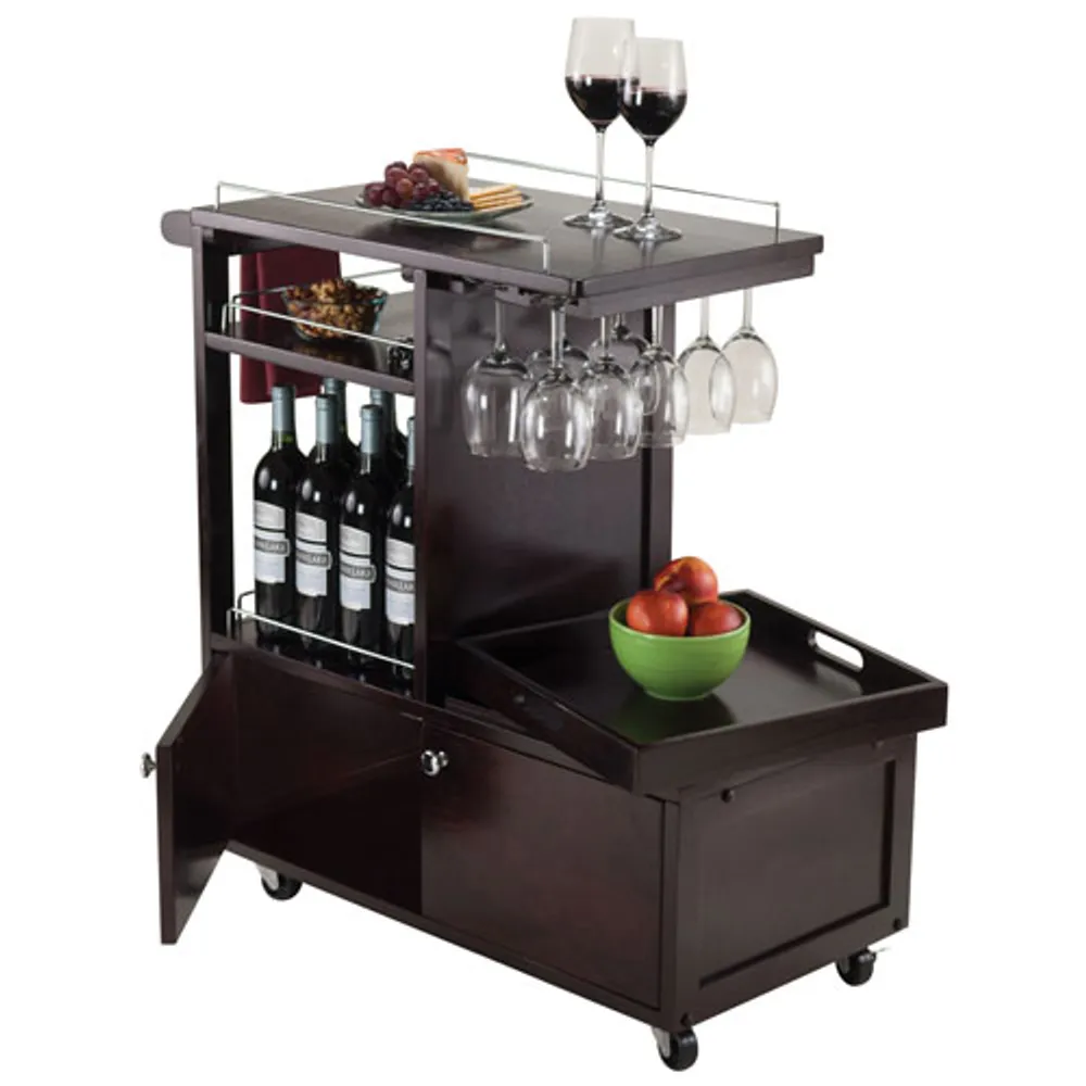 Galen Transitional Entertainment Cart with Serving Tray - Espresso