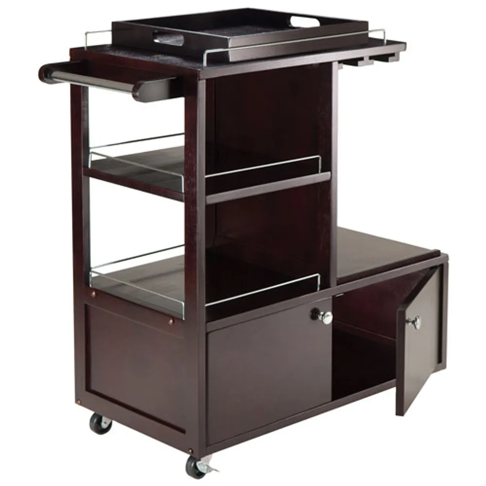 Galen Transitional Entertainment Cart with Serving Tray - Espresso