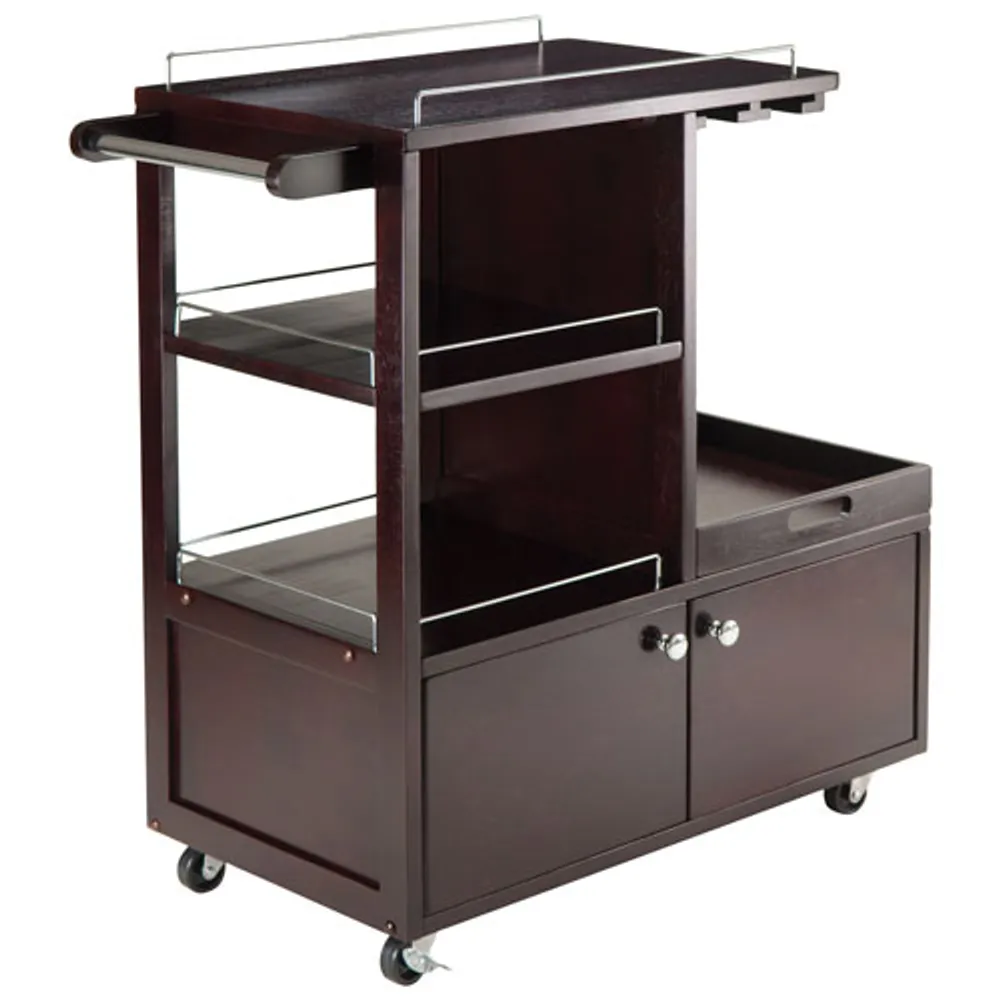 Galen Transitional Entertainment Cart with Serving Tray - Espresso