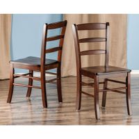 Transitional Ladder Back Dining Chair - Set of 2 - Antique Walnut (94232)