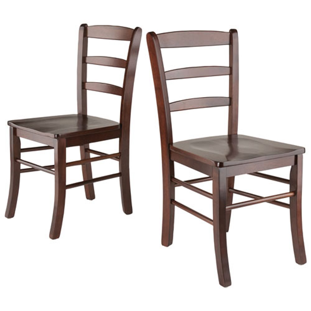 Transitional Ladder Back Dining Chair - Set of 2 - Antique Walnut (94232)