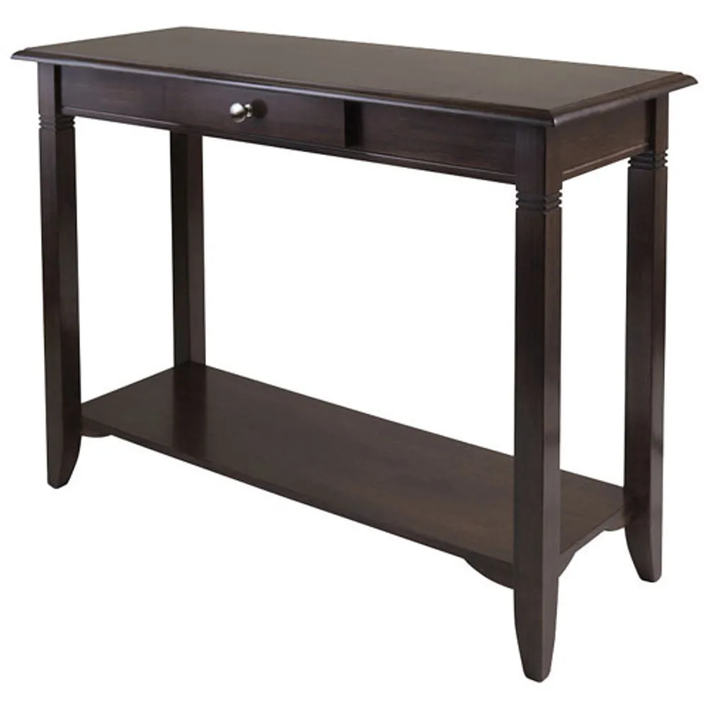 Nolan Transitional Rectangular Console Table with Drawer - Chocolate