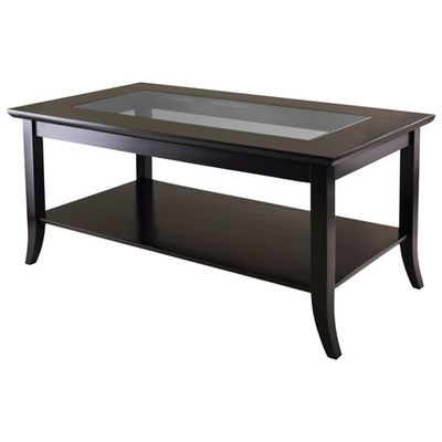 Genoa Transitional Rectangular Coffee Table with Shelf - Dark Espresso