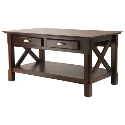 Xola Transitional 2-Drawer Rectangular Rectangular Coffee Table - Cappuccino