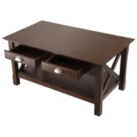 Xola Transitional 2-Drawer Rectangular Rectangular Coffee Table - Cappuccino