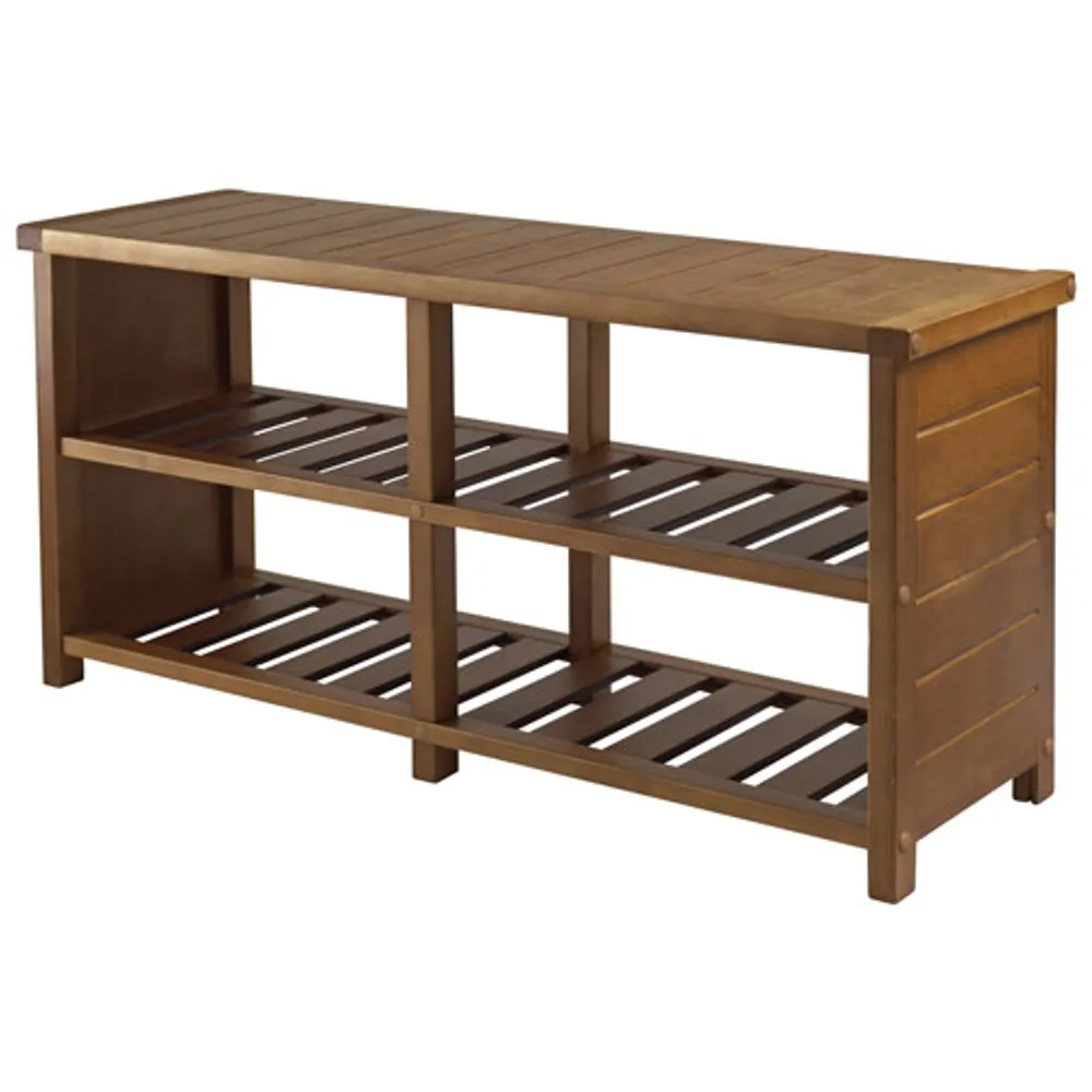 Keystone 2-Shelf Shoe Storage Bench - Teak