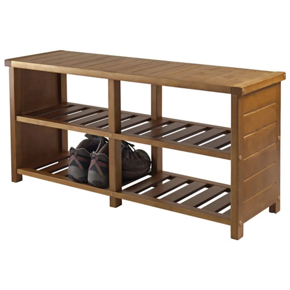 Keystone 2-Shelf Shoe Storage Bench - Teak