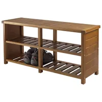 Keystone 2-Shelf Shoe Storage Bench - Teak