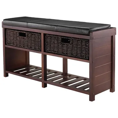 Colin Faux Leather Entryway Bench - Cappuccino