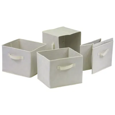 Capri Foldable Fabric Baskets - Set of 4 - Beige
