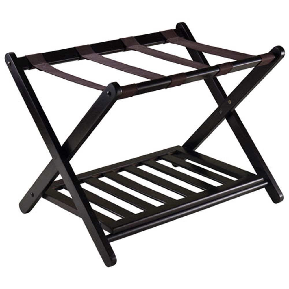 Reese Luggage Rack with Shelf - Dark Espresso