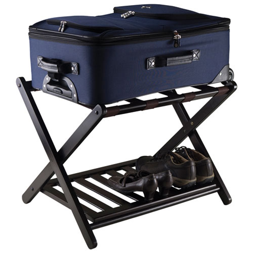 Reese Luggage Rack with Shelf - Dark Espresso