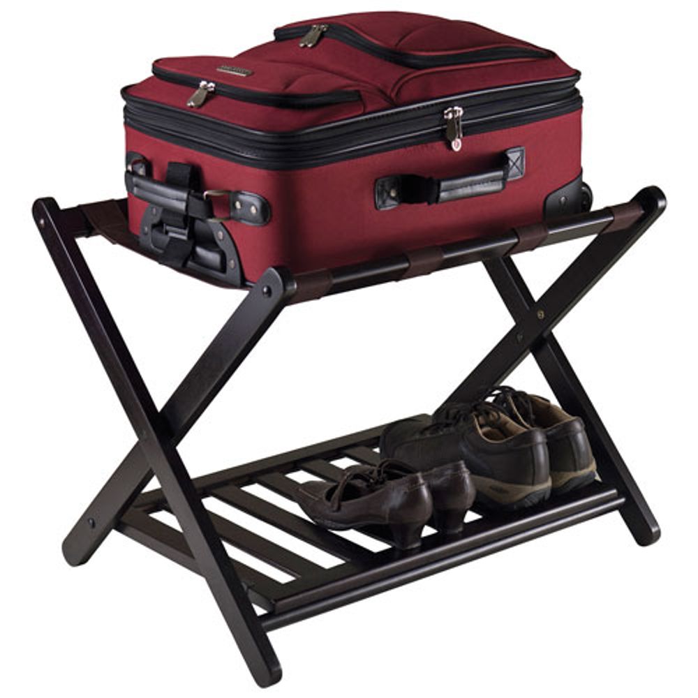 Reese Luggage Rack with Shelf - Dark Espresso