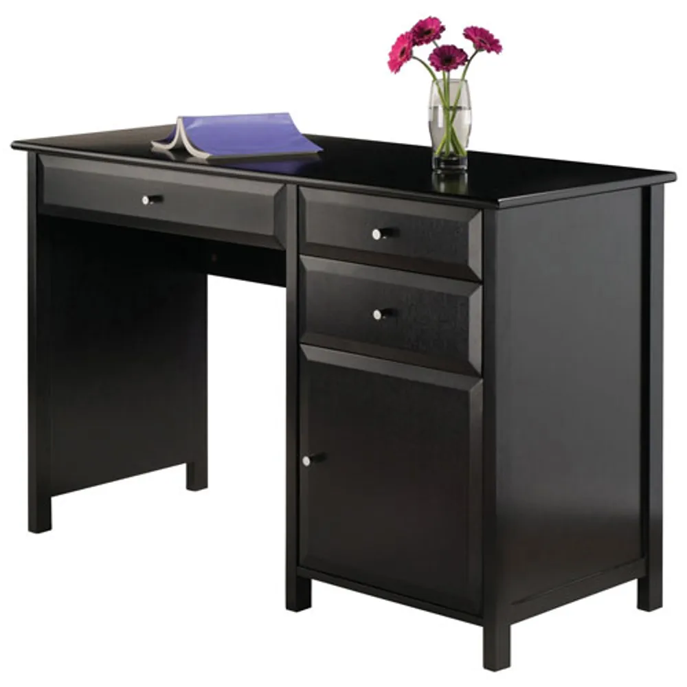 Delta Transitional Desk with Filing Cabinet - Black