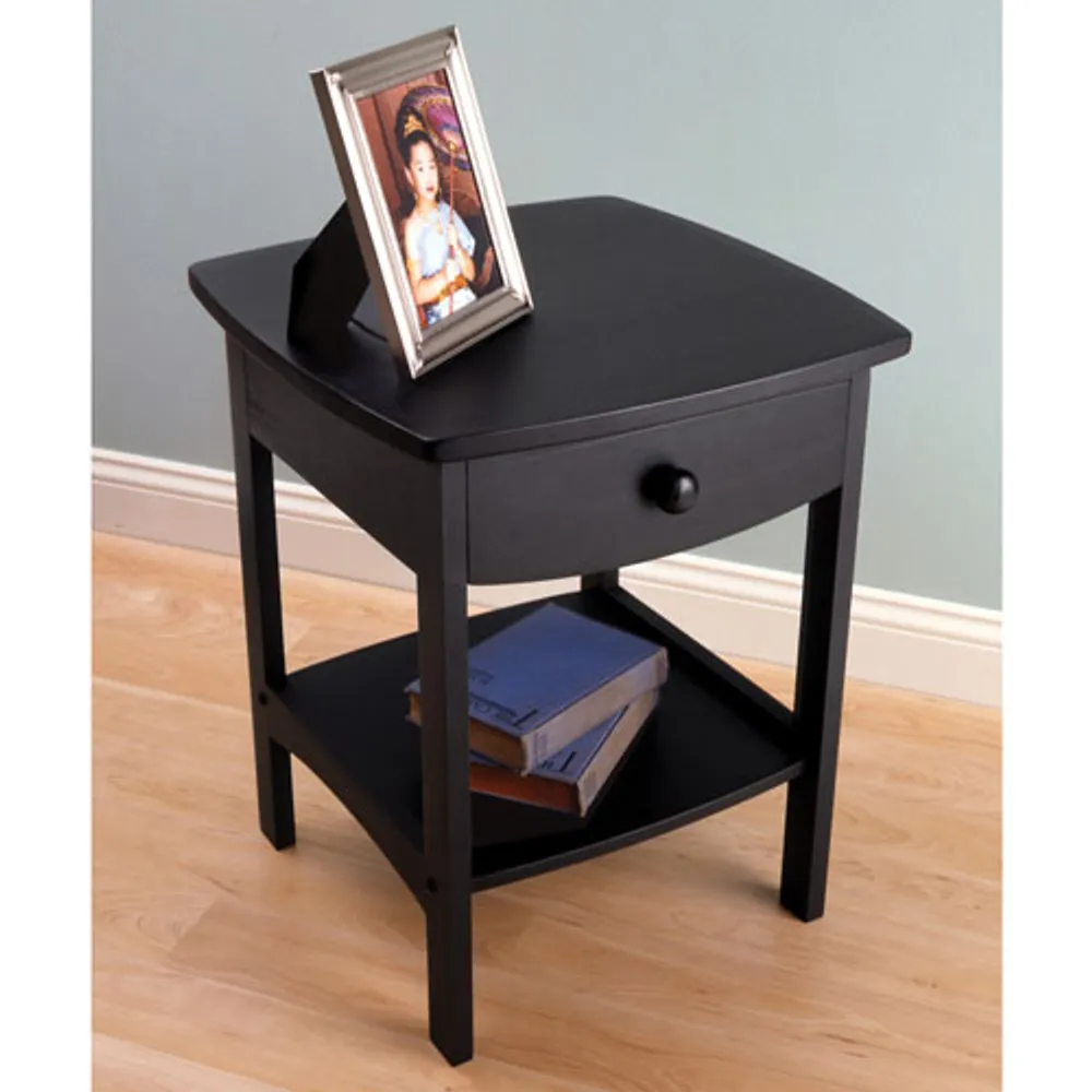 Spectrum Transitional 1-Drawer Curved Nightstand - Black