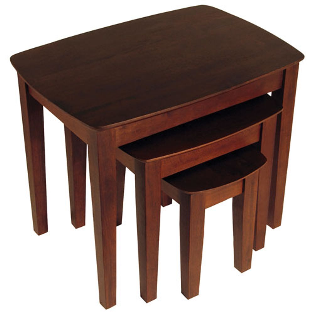 Transitional 3-Piece Nesting Table Set - Antique Walnut