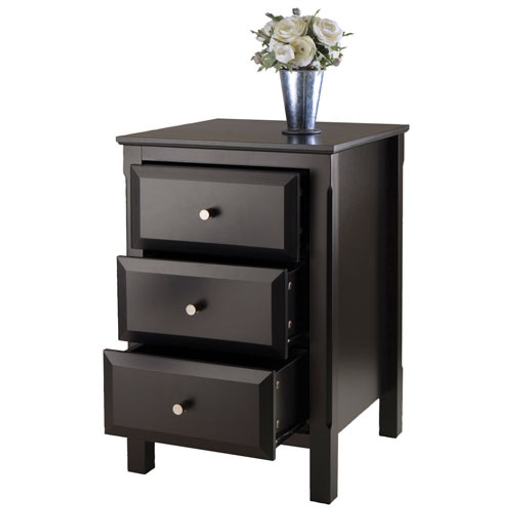 Timmy Transitional 3-Drawer Nightstand - Black