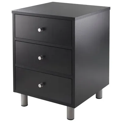 Daniel Contemporary Square Accent Table with 3 Drawers - Black