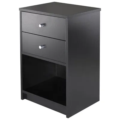 Ava Contemporary 2-Drawer Accent Table - Black