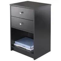 Ava Contemporary 2-Drawer Accent Table - Black