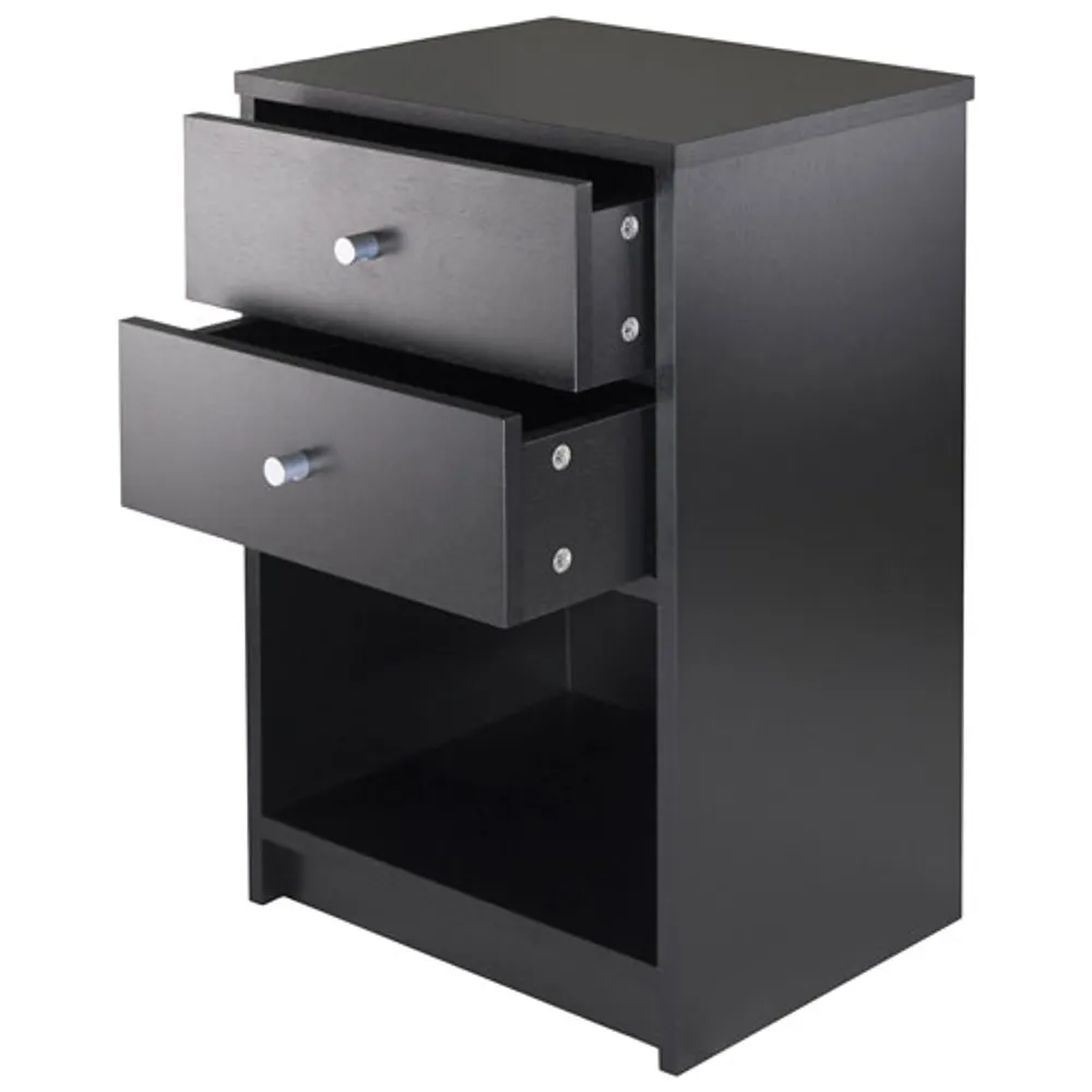 Ava Contemporary 2-Drawer Accent Table - Black